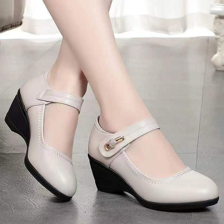 Marie - Ankle Strap Pumps with Wedge Heel