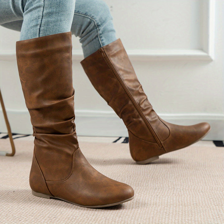 Moniek - Round Toe French Heel Boots