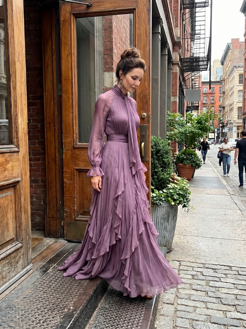 Allison | Tie Neck Ruffle Tiered Maxi Dress