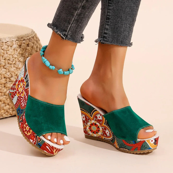 Elena | Bohemian Velvet Wedge Sandal