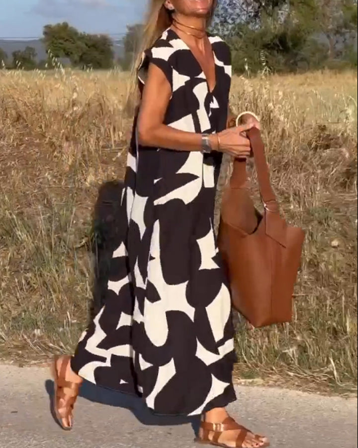 Vivian | Leopard-Print Panel Dress with Puff Sleeves and Striped Shirt