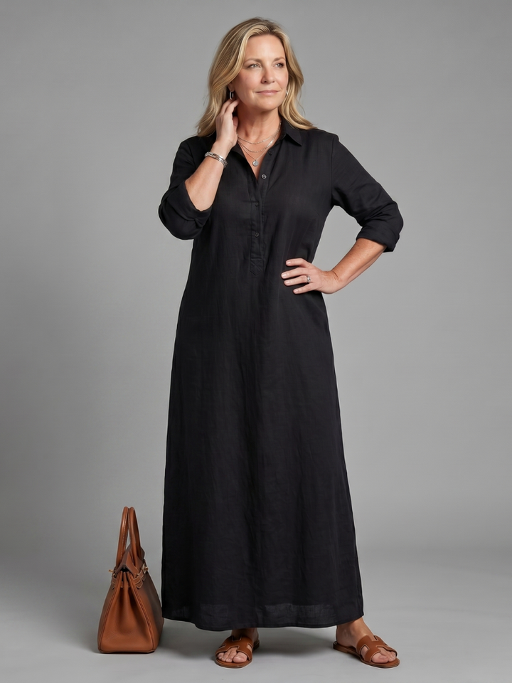 Hazel | Long Sleeve Relaxed Silhouette Maxi Dress