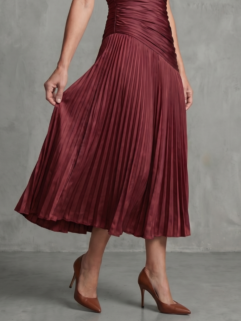 Erin | Pleated Waistline Stripe Midi Dress
