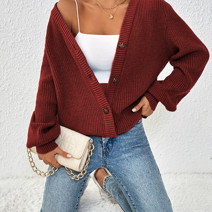 Hillary | Plain Color Front Button Cardigan
