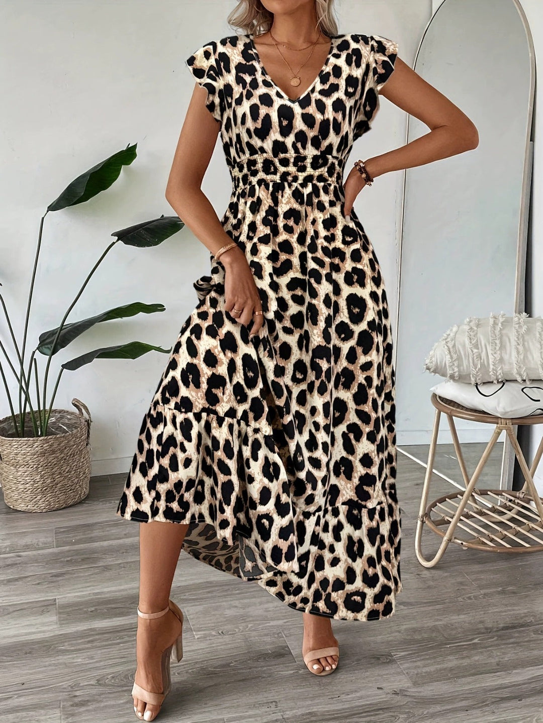 Serena | Baroque V-Neck Maxi Dress