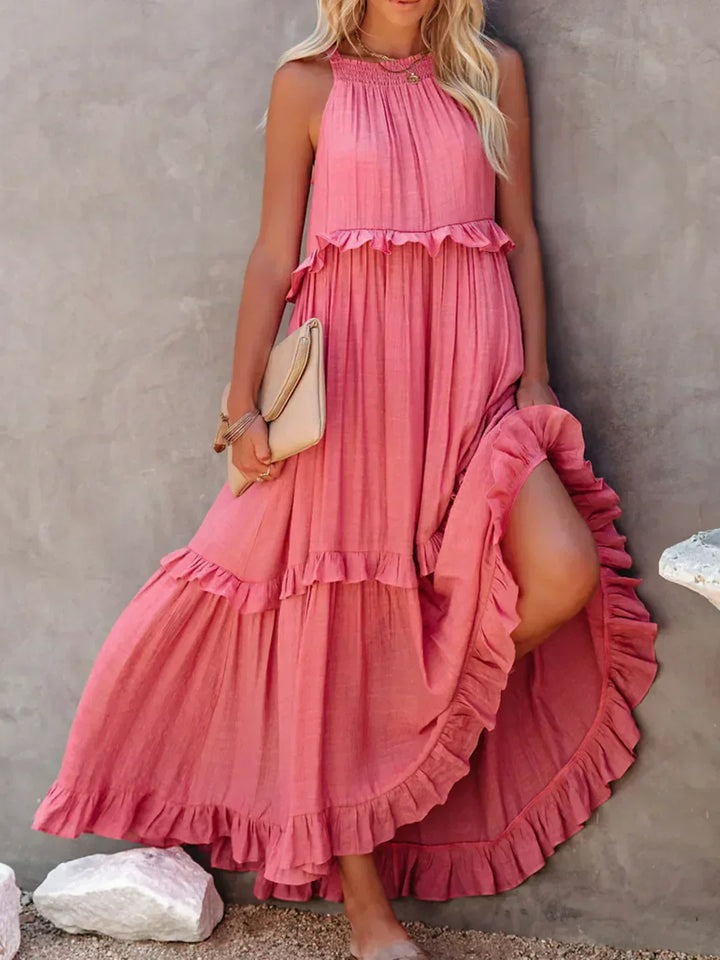 Emilia | Halter Ruffle Maxi Dress