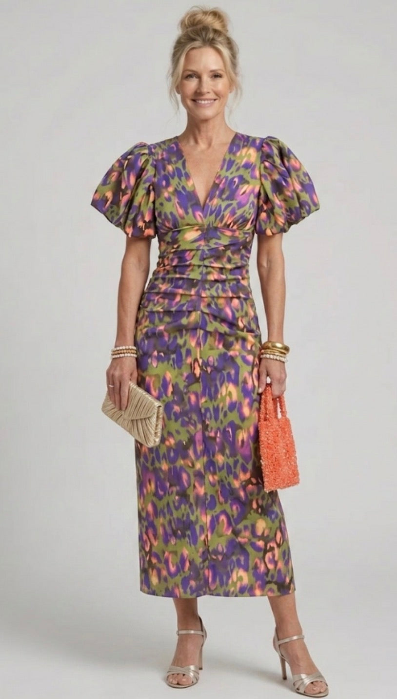 Lydia | Vivid Pleated Midi Dress