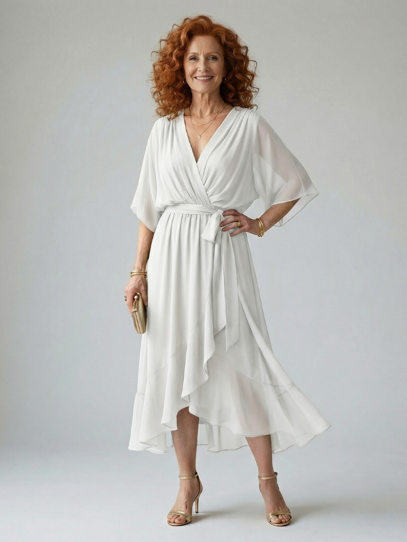 Katherine | Light Drape Midi Dress