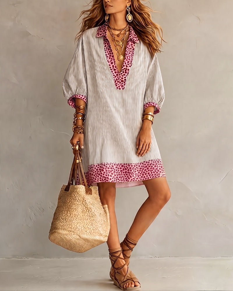 Evana | Printed dress with a V-neck