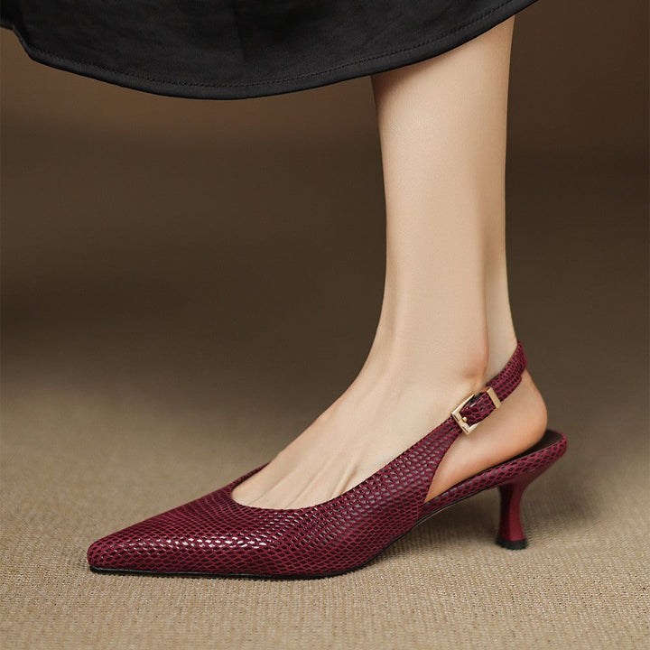 Céliane | Pointed Leather Slingback Heels