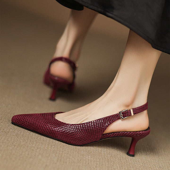 Céliane | Pointed Leather Slingback Heels