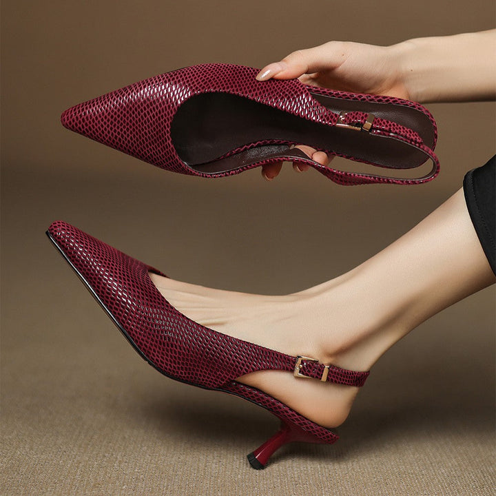 Céliane | Pointed Leather Slingback Heels