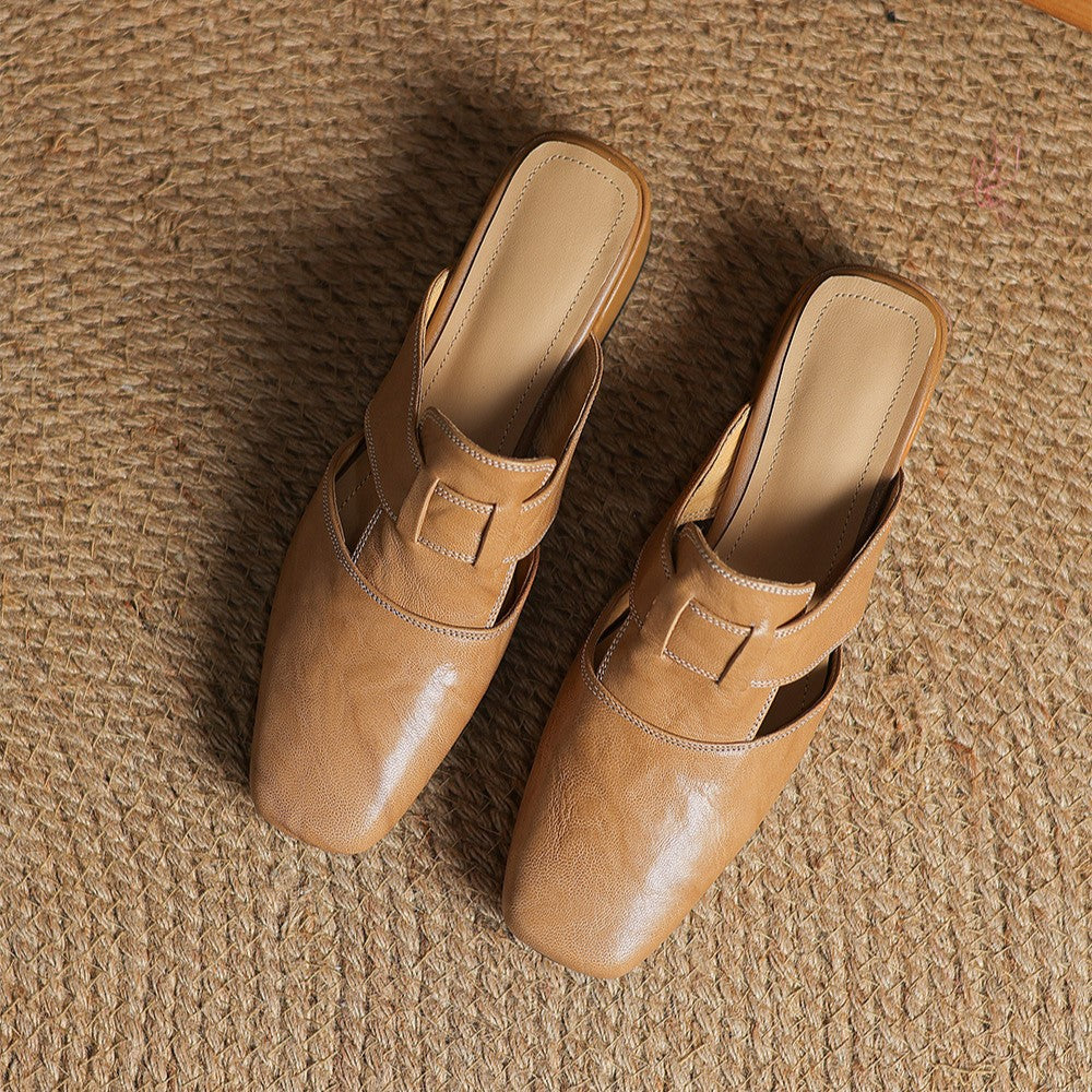 Rosel | Square-Toe Leather Mules