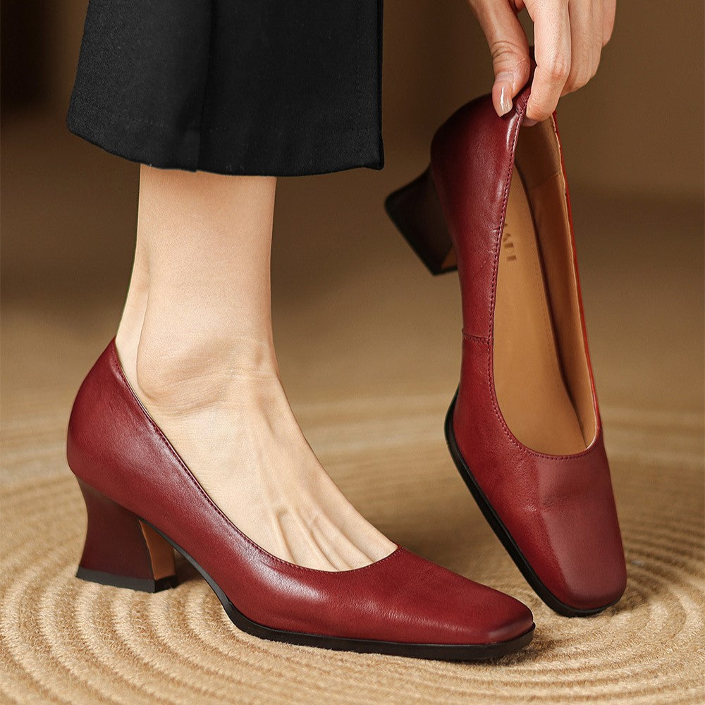 Oriel | Leather Square Pumps
