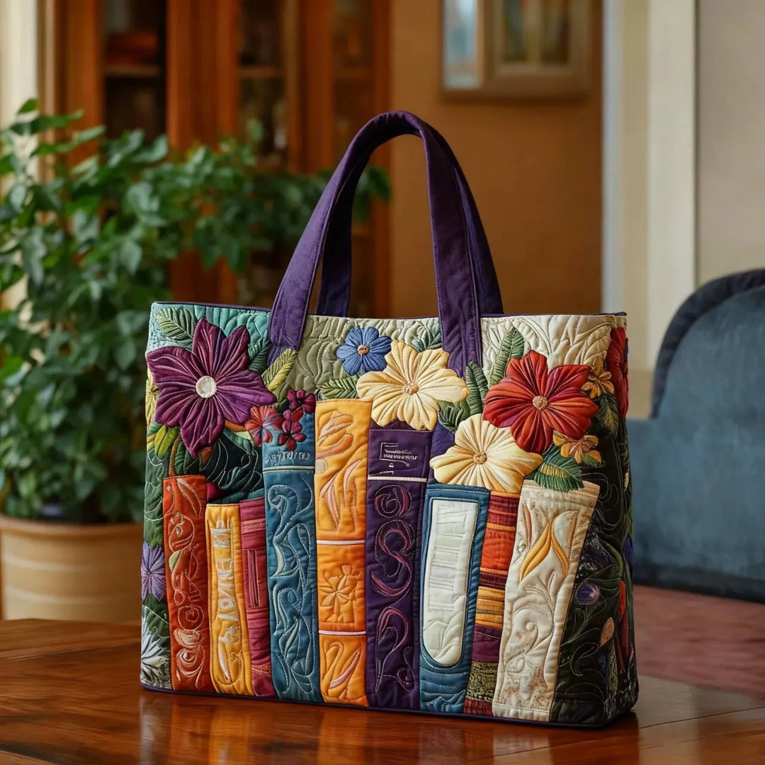 Quilted Tote Bag | Book Lovers