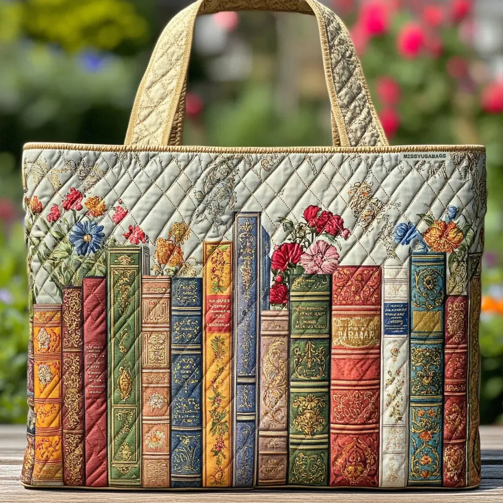 Quilted Tote Bag | Enchanted Library