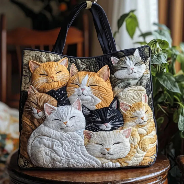 Artisanal Quilted Bag | Sleeping Kittens