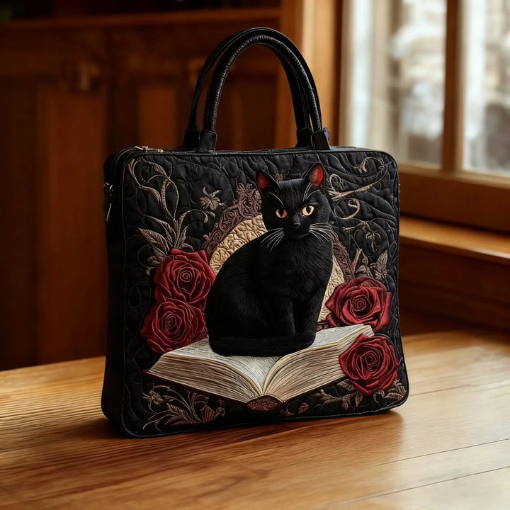 Quilted Artisan Bag | Black Cat on Books