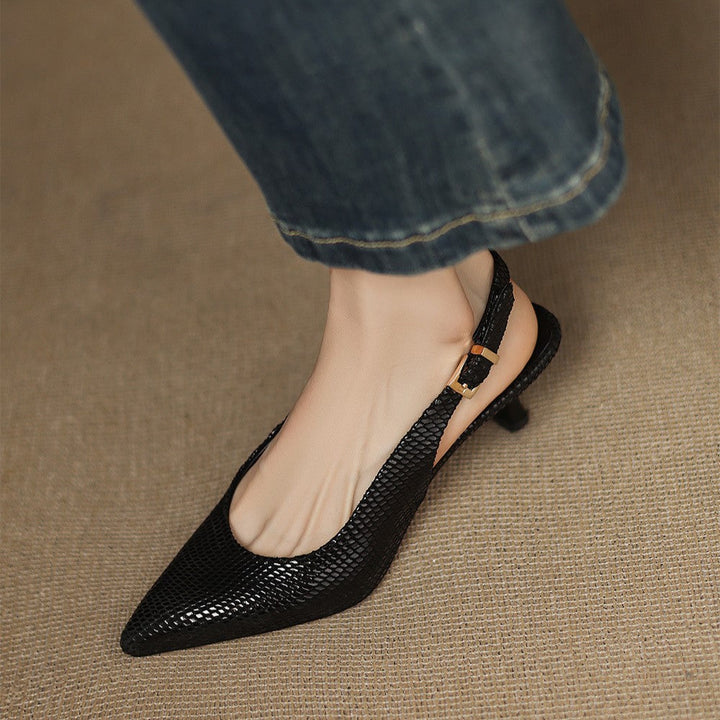 Céliane | Pointed Leather Slingback Heels