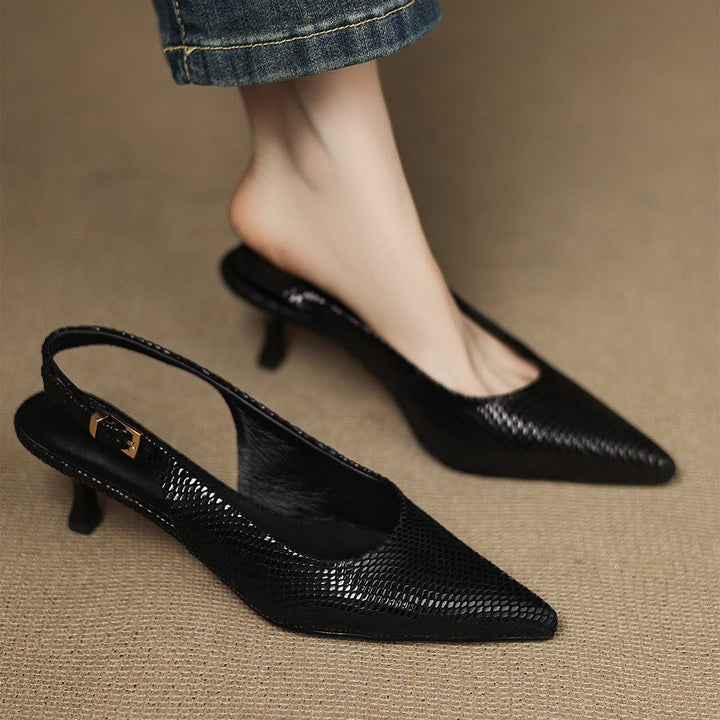 Céliane | Pointed Leather Slingback Heels