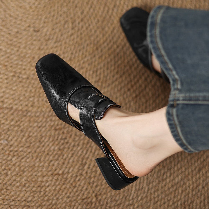 Rosel | Square-Toe Leather Mules