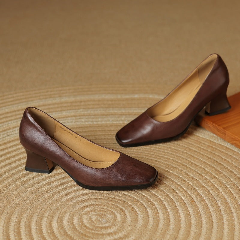 Oriel | Leather Square Pumps