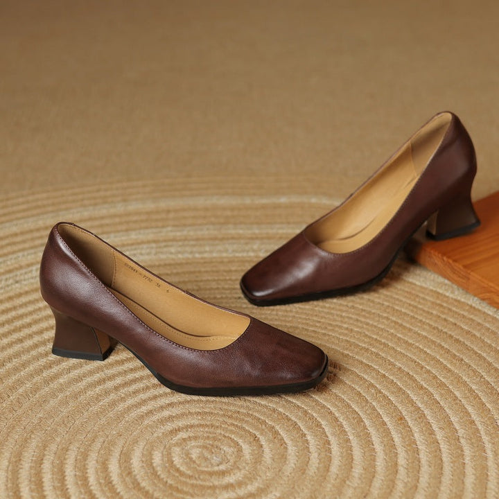 Oriel | Leather Square Pumps