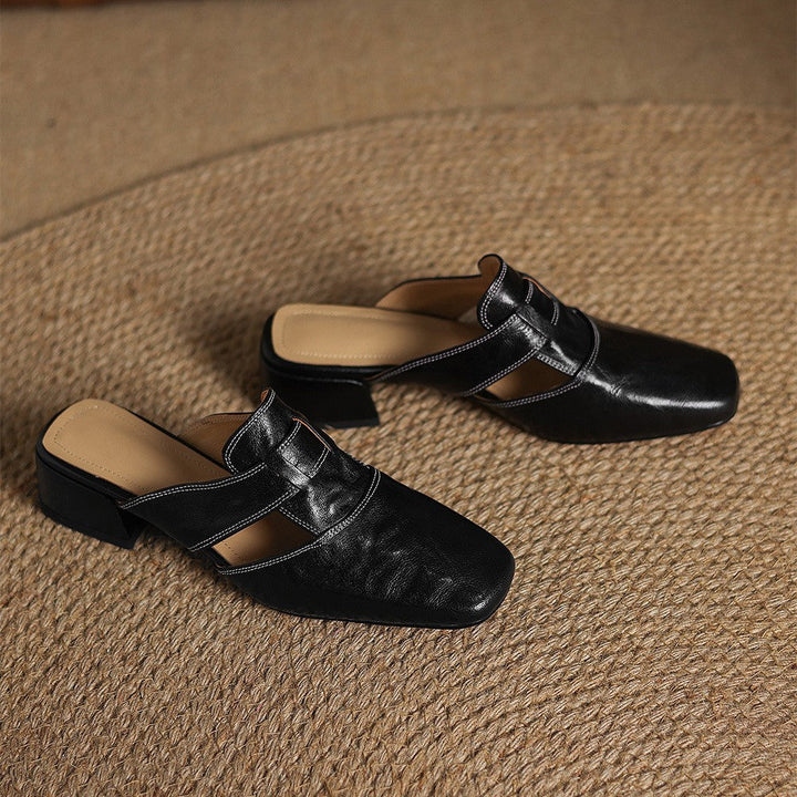 Rosel | Square-Toe Leather Mules