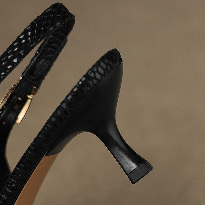 Céliane | Pointed Leather Slingback Heels