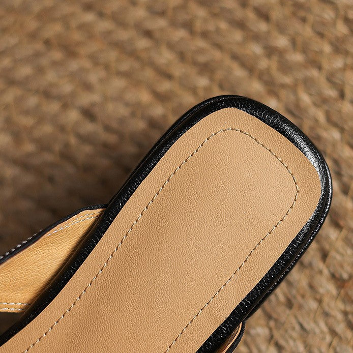 Rosel | Square-Toe Leather Mules