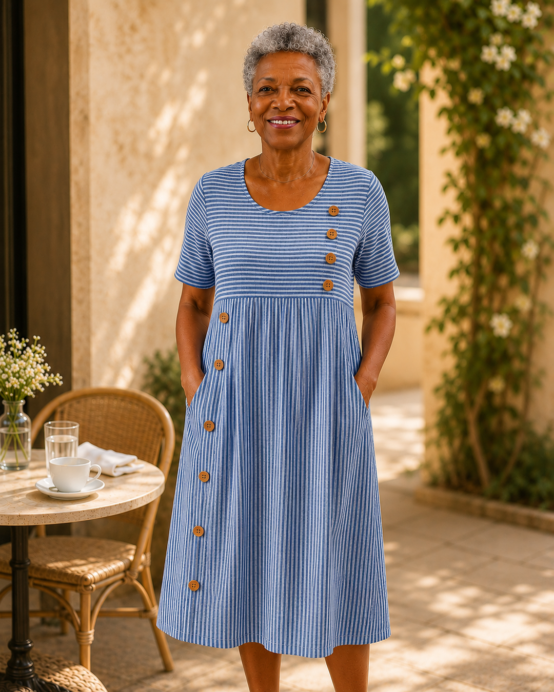 Naima | Striped Midi Dress – Effortless Comfort, Everyday Confidence