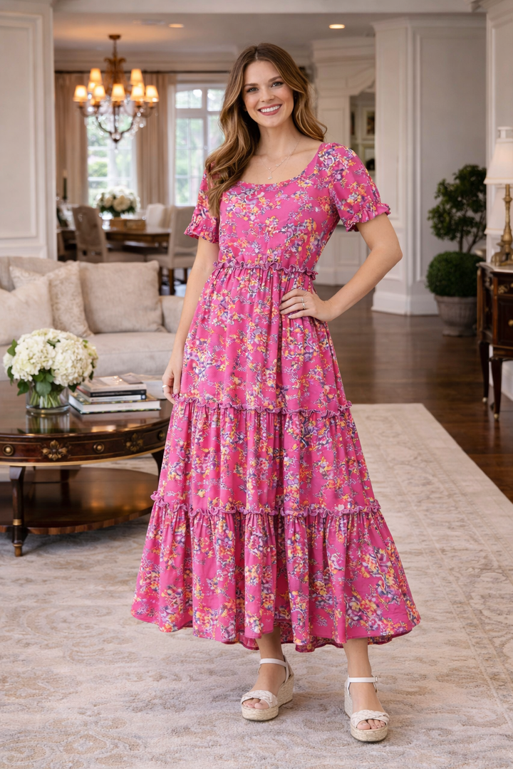 Klara | Chic Boho Maxi Dress with Halter Neck