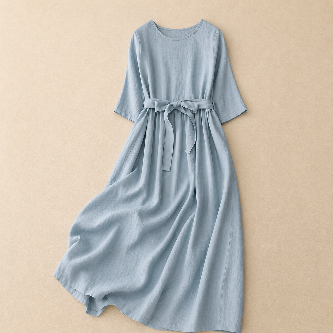 Lilia | Cotton Linen Midi Dress