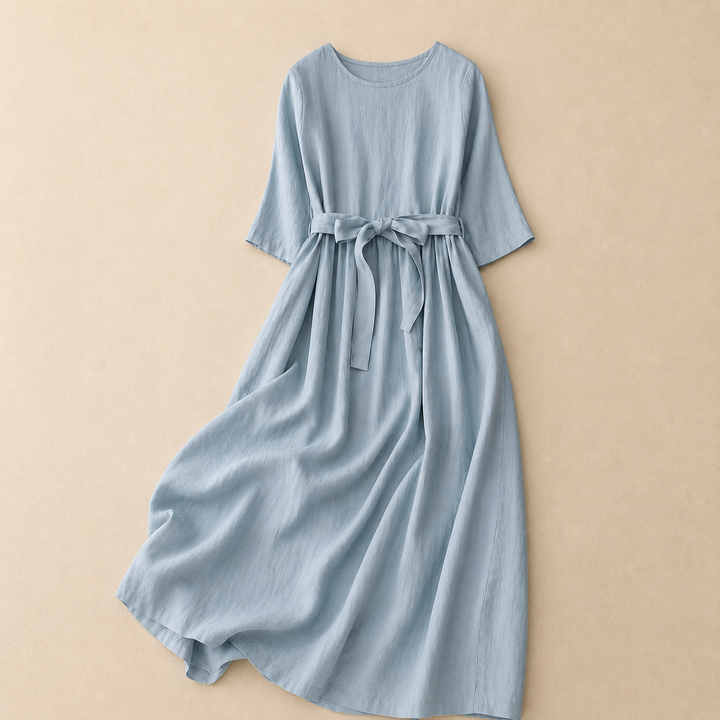Lilia | Cotton Linen Midi Dress
