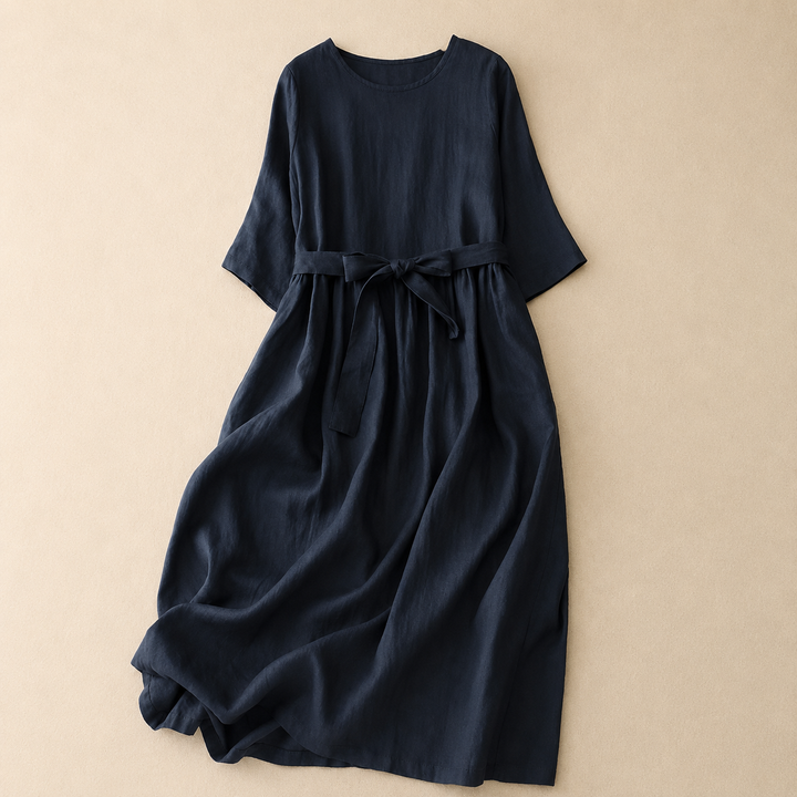 Lilia | Cotton Linen Midi Dress