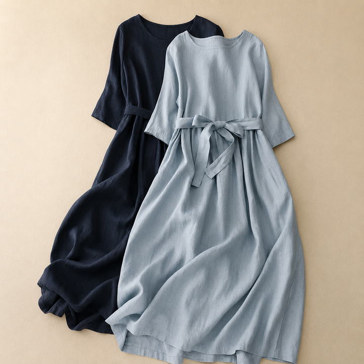 Lilia | Cotton Linen Midi Dress