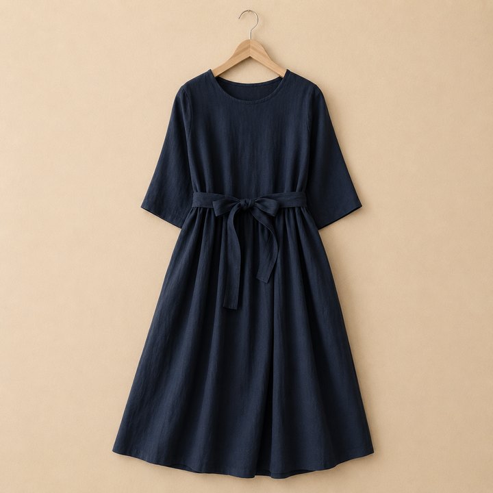 Lilia | Cotton Linen Midi Dress