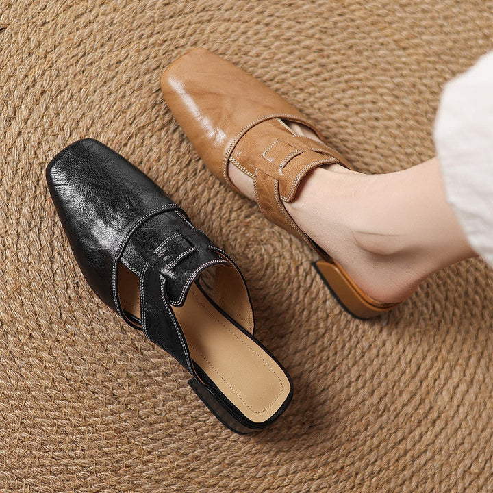 Rosel | Square-Toe Leather Mules