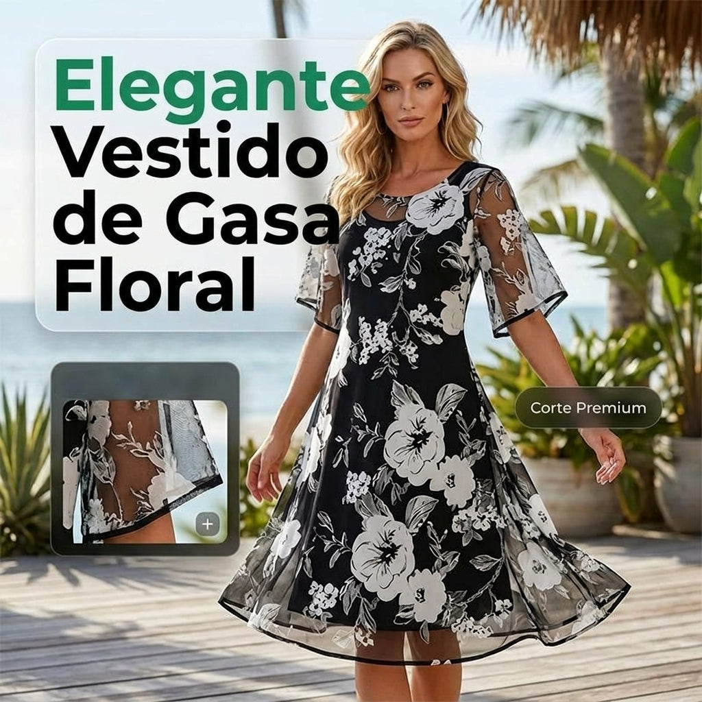 Ella | Elegant Floral Chiffon Dress