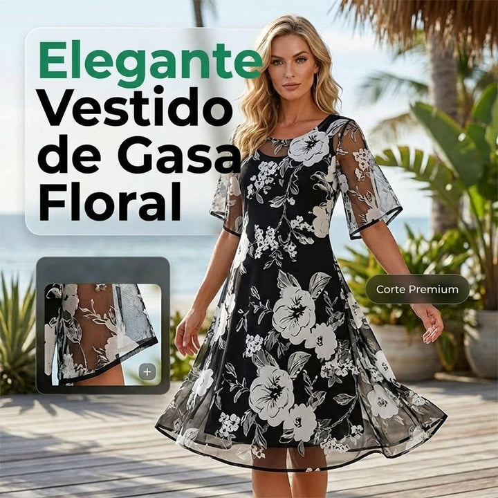 Ella | Elegant Floral Chiffon Dress