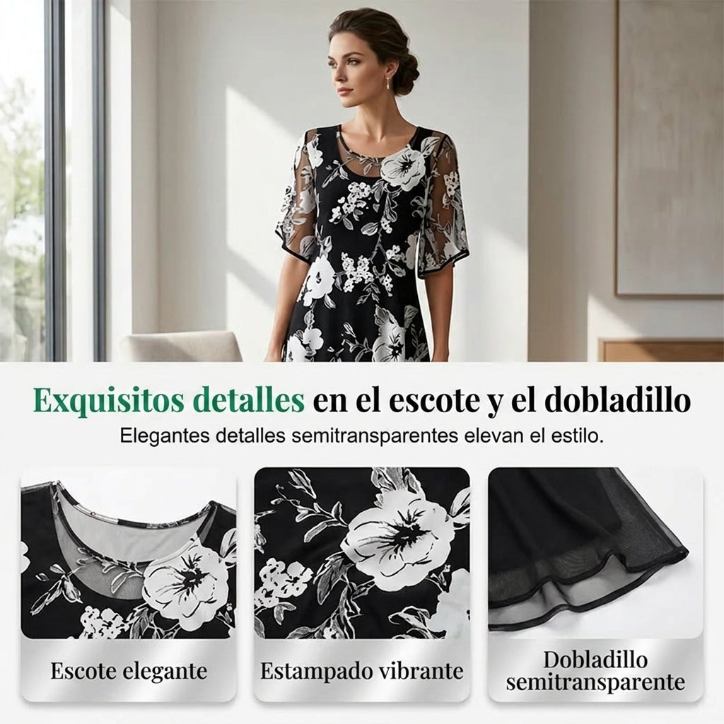 Ella | Elegant Floral Chiffon Dress