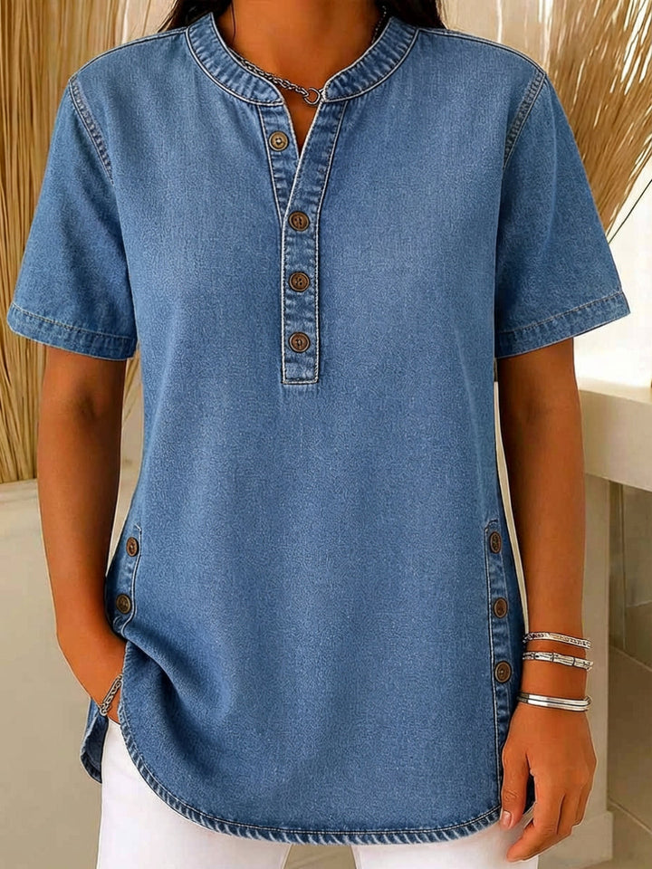 Morgan | Loose Cotton Denim Blouse
