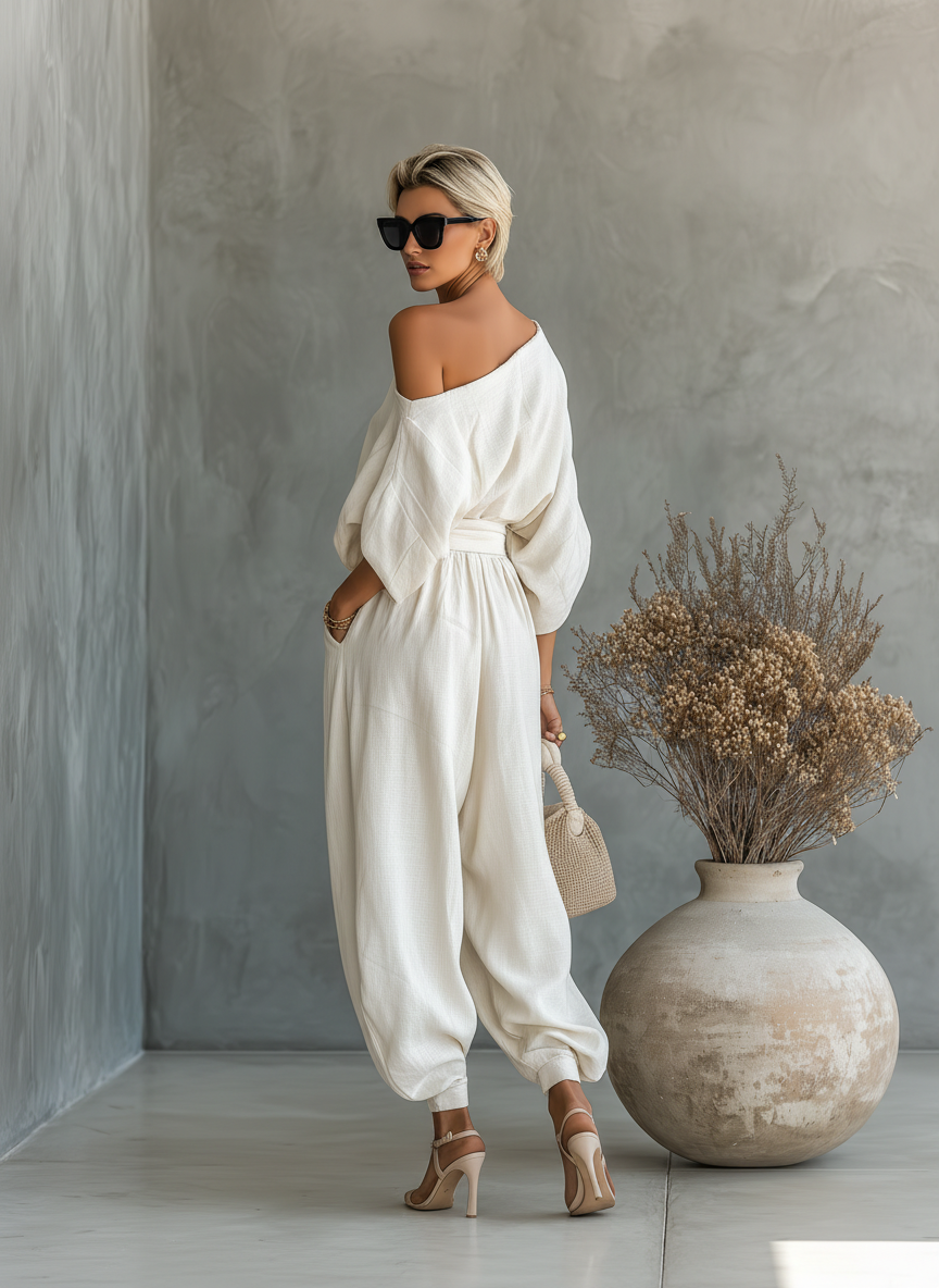 Allison | Soft Off-Shoulder Top and Fitted Pants Set