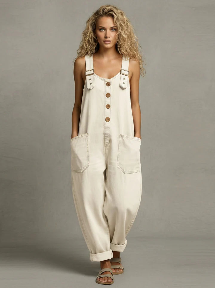 Moxelle | Women's Oversized Denim Overalls with Pockets and Straps