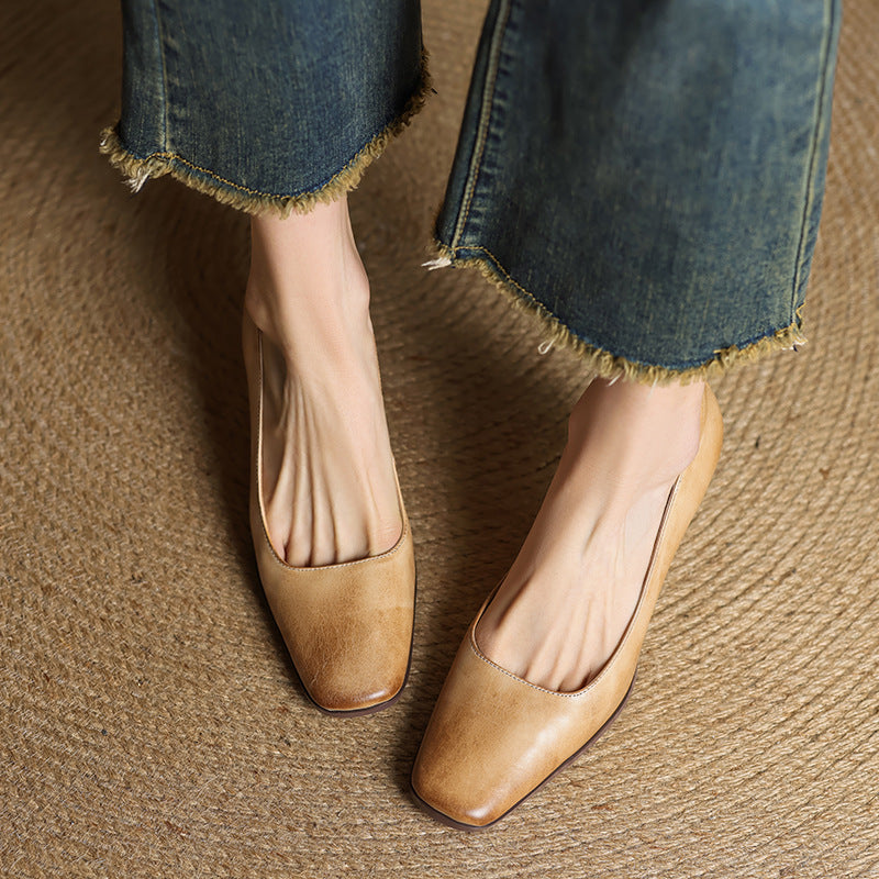 Elviera | Square Leather Pumps