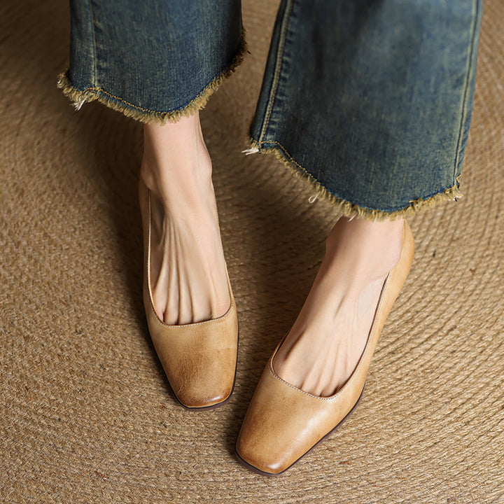 Elviera | Square Leather Pumps