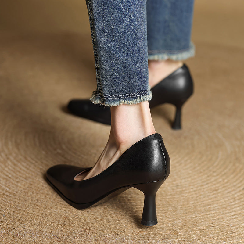 Elviera | Square Leather Pumps