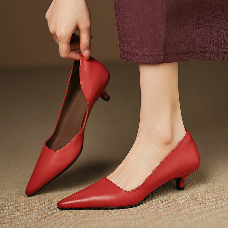 Orlisse | Leather Kitten Heel Pumps