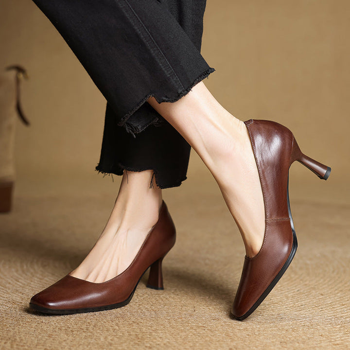 Elviera | Square Leather Pumps