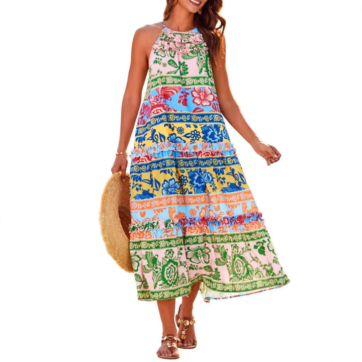 Fecility | Chic Boho Halter Tiered Maxi Dress
